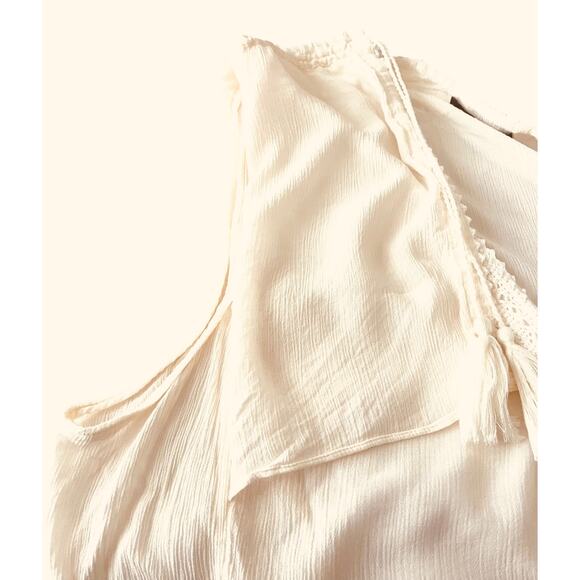 NYDJ LOS ANGELES PULL-ON BLOUSE, WOMENS, XL, LIGHT BEIGE/CREAM, PLUNGING V-NECK - Picture 7 of 9